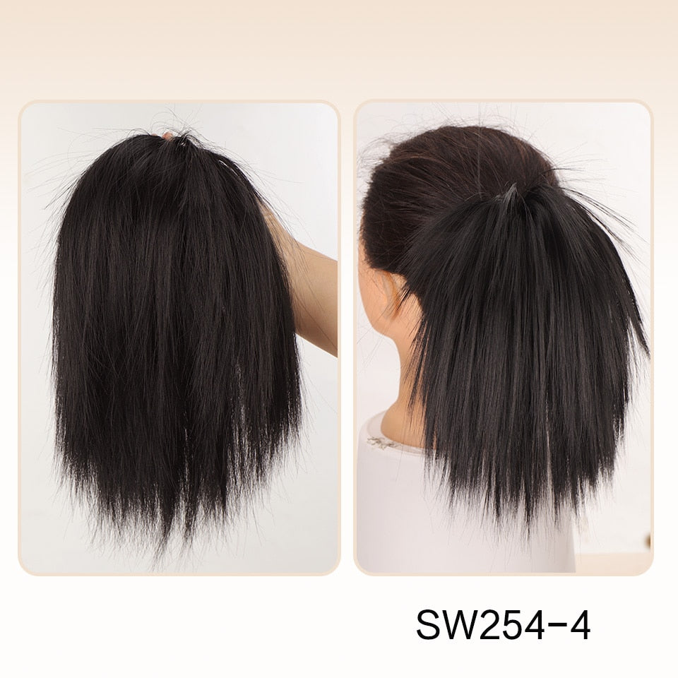 Black Straight Hair Bun Extension