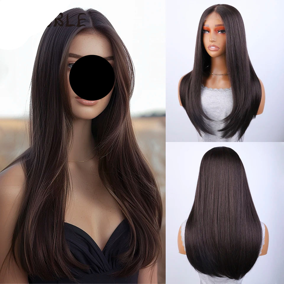 Straight Synthetic Wig  22" Brown