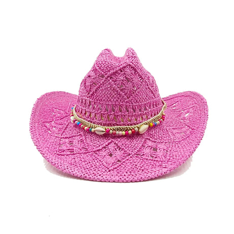 Pink Straw Red Hand-Wove Cowboy Hat