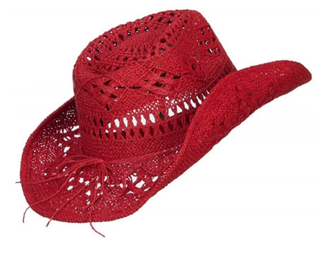 Red Straw Red Hand-Wove Cowboy Hat