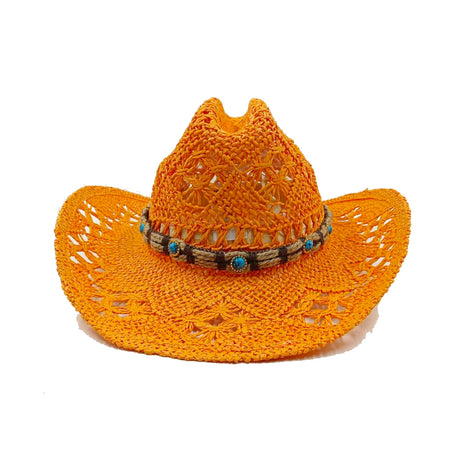 orange Straw Hand-Wove Cowboy Hat