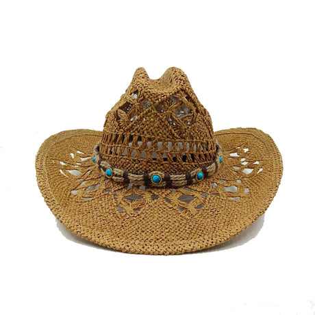 brown Straw Hand-Wove Cowboy Hat
