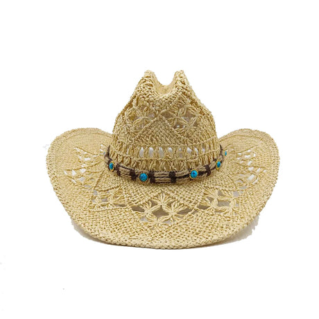 beige Straw Hand-Wove Cowboy Hat