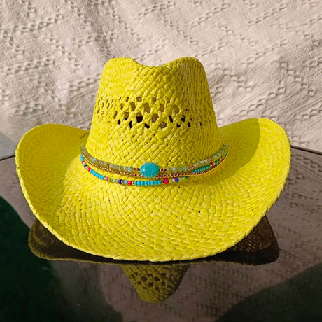 yellow Straw Hand-Wove Cowboy Hat