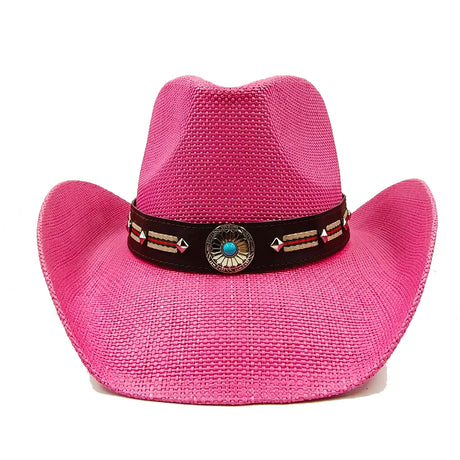 pink Straw Hand-Wove Cowboy Hat
