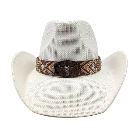 white Straw Hand-Wove Cowboy Hat