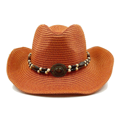 Orange Straw Red Hand-Wove Cowboy Hat