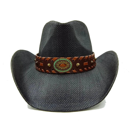 black Straw Hand-Wove Cowboy Hat