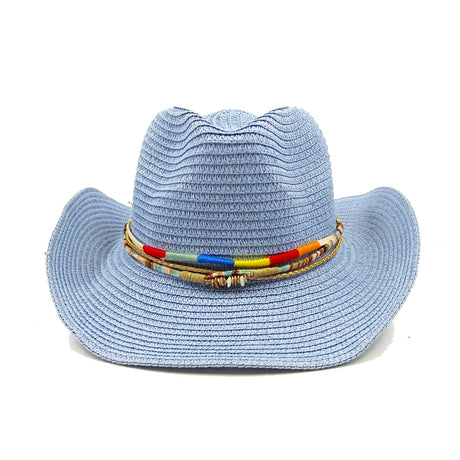 blue Straw Hand-Wove Cowboy Hat