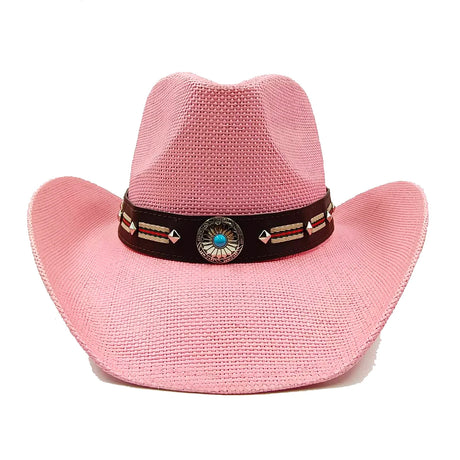 pink Straw Hand-Wove Cowboy Hat