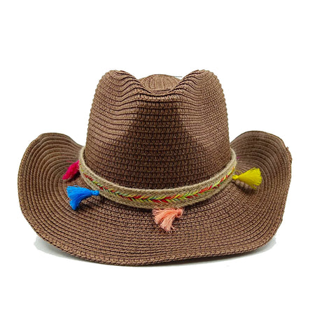 brown Straw Hand-Wove Cowboy Hat