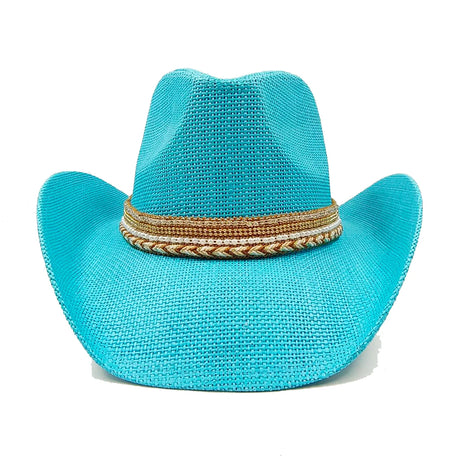 blue Straw Hand-Wove Cowboy Hat