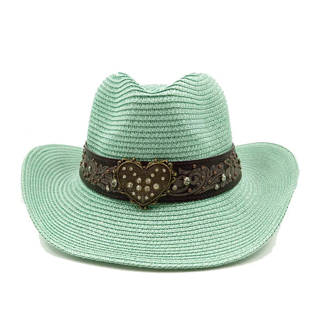 green Straw Hand-Wove Cowboy Hat