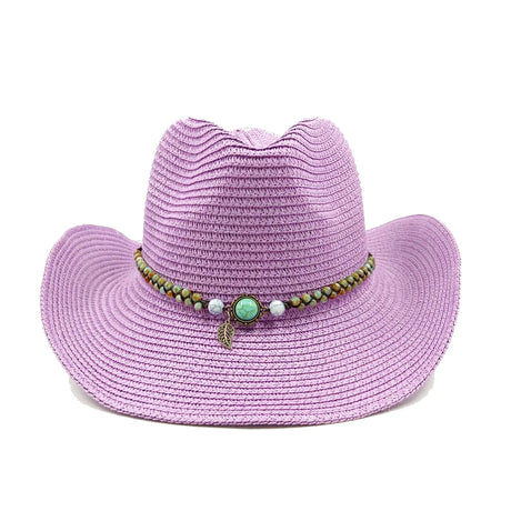 Purple Straw Red Hand-Wove Cowboy Hat