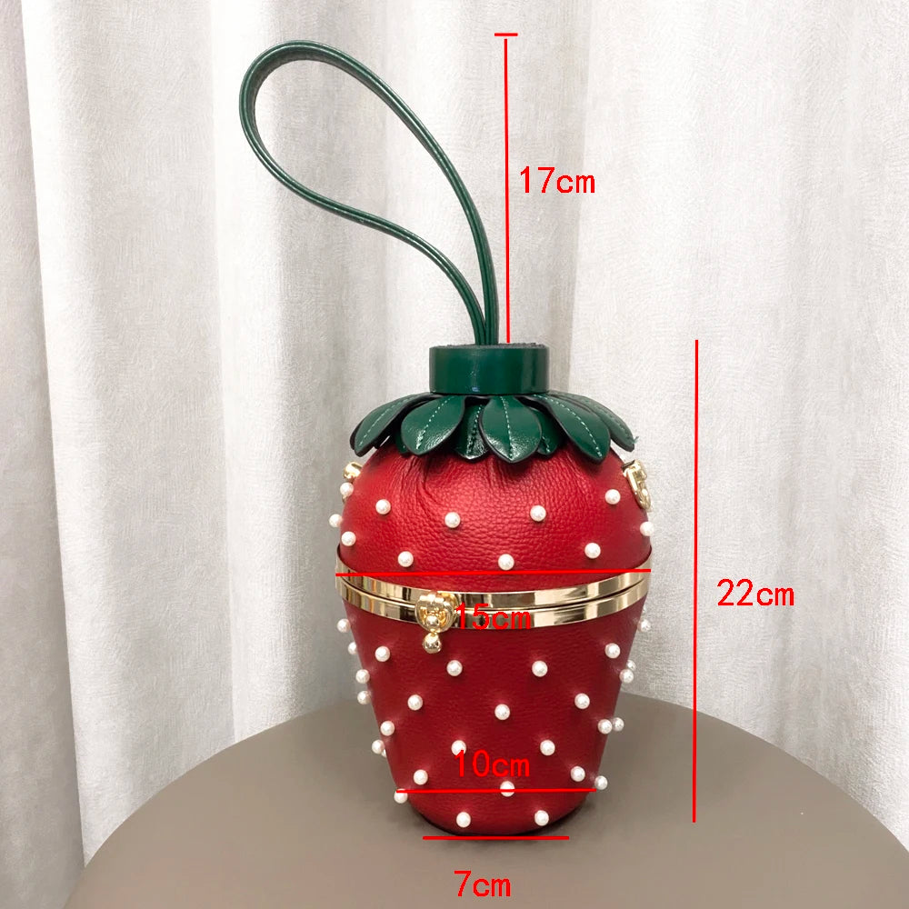 Size of Strawberry Luxury Designer Evening Clutch Purses Handbag