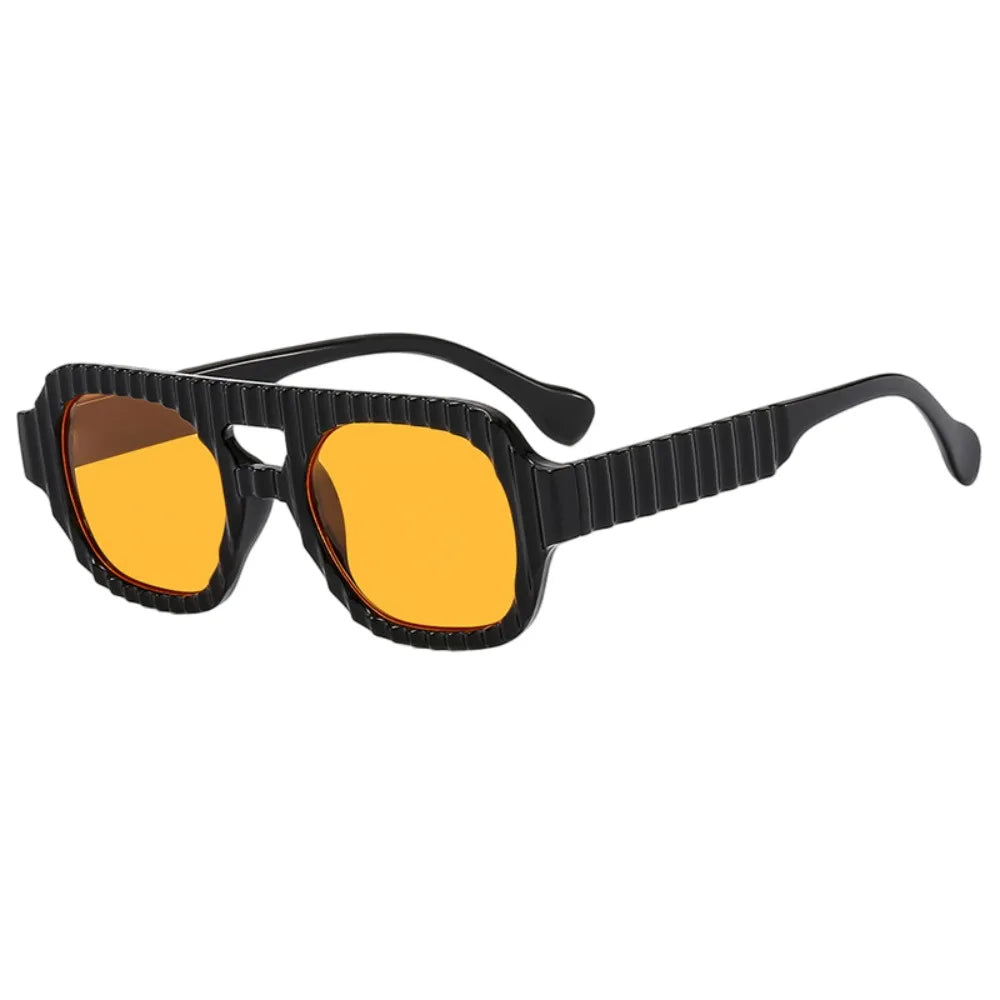 Stripe Design UV Protection Square Frame Sunglasses