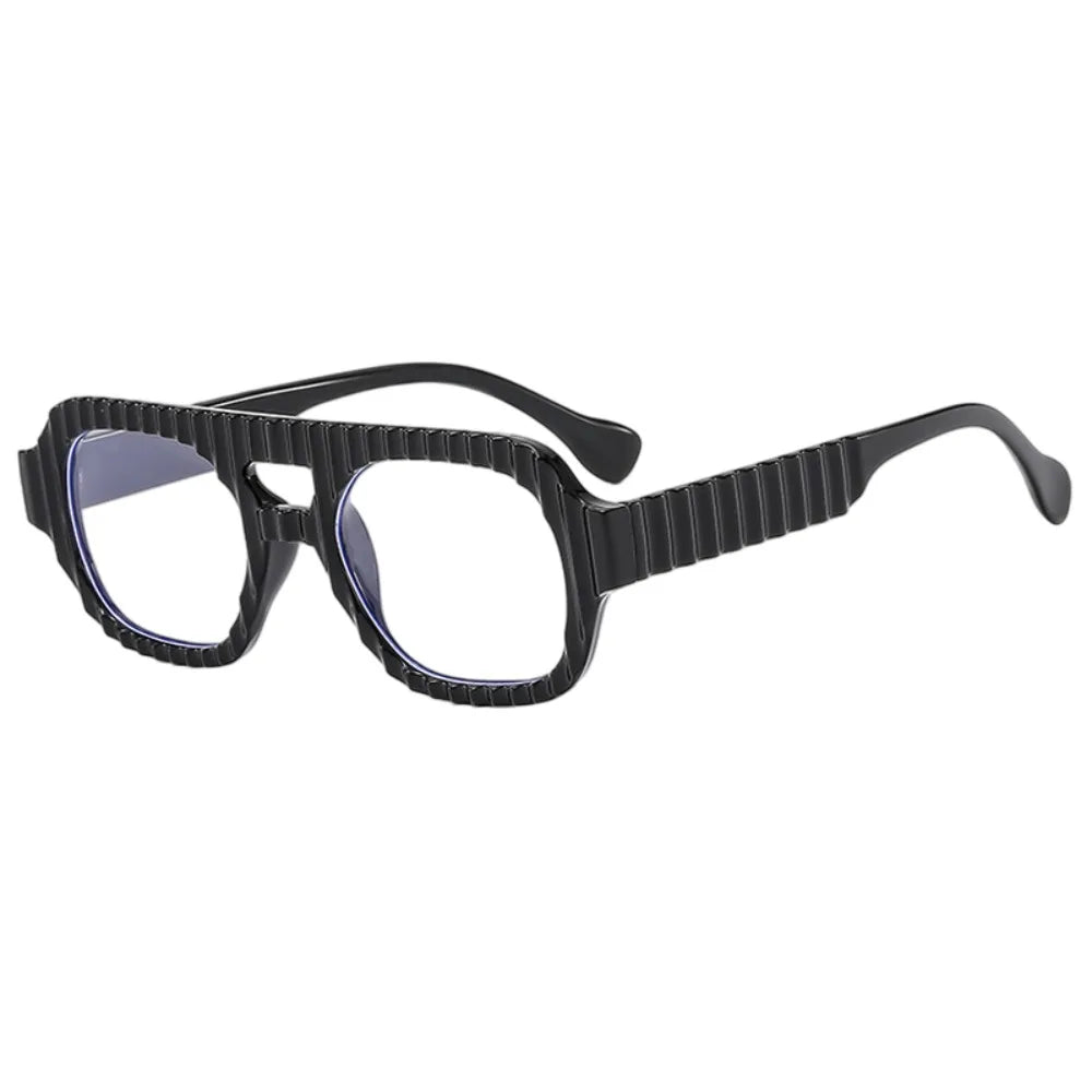 Black Clear Lens Stripe Design UV Protection Square Frame Sunglasses