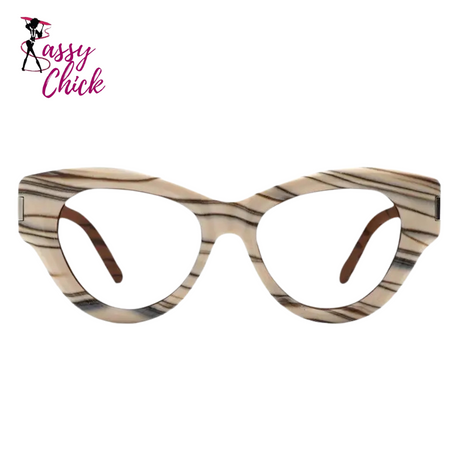Stripe Presbyopic Cat Eye Eyewear Sassy Chick Logo