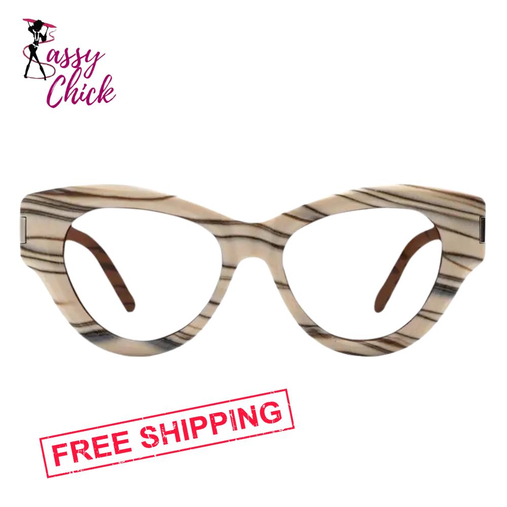 Stripe Presbyopic Cat Eye Eyewear Sassy Chick Logo