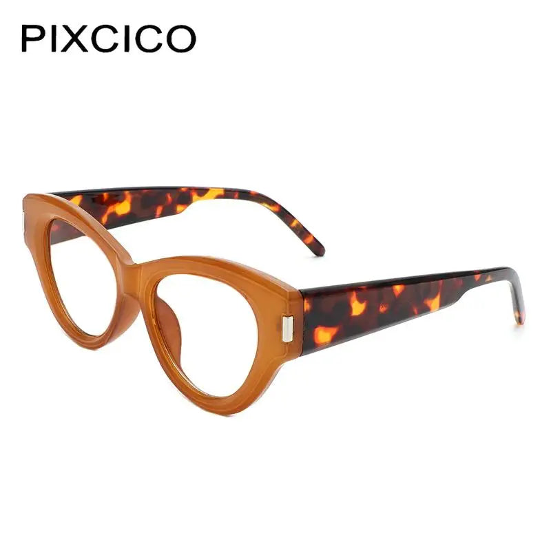 leopard/brown frame, clear lens eyewear