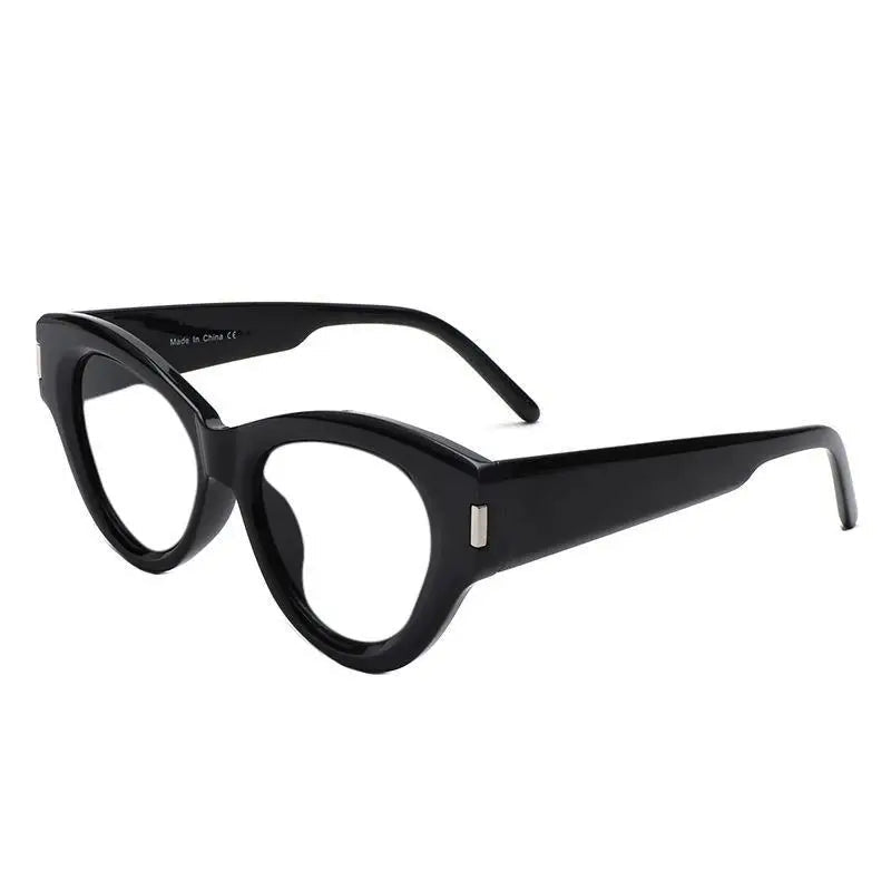 black frame, clear lens eyewear