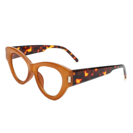 leopard/brown frame, clear lens eyewear