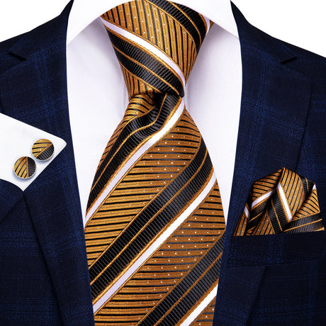 gold black necktie