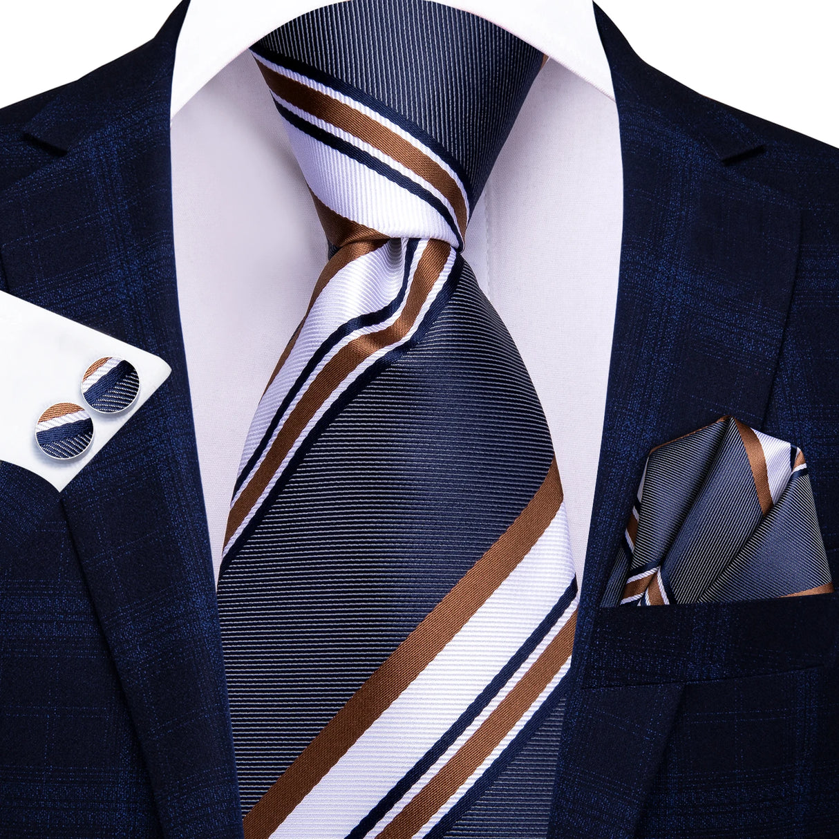 grey white gold necktie