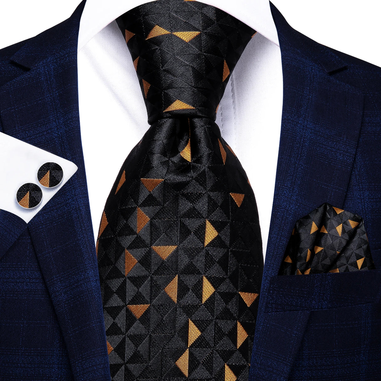 black gold geometric necktie