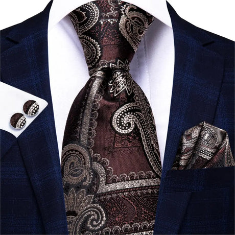 brown floral design necktie