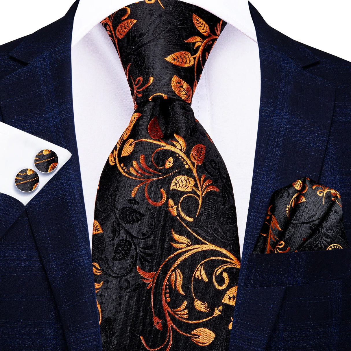floral black gold necktie