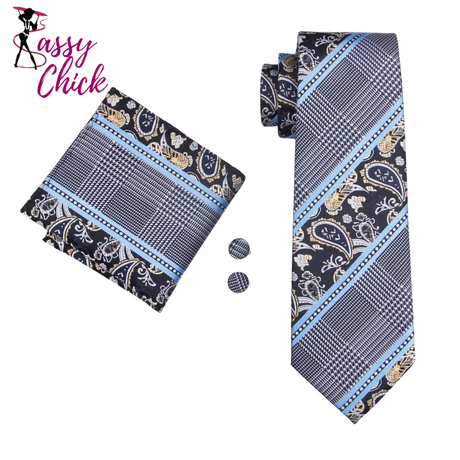 Striped Silk Fashion Necktie Set Sassy Chick Logo