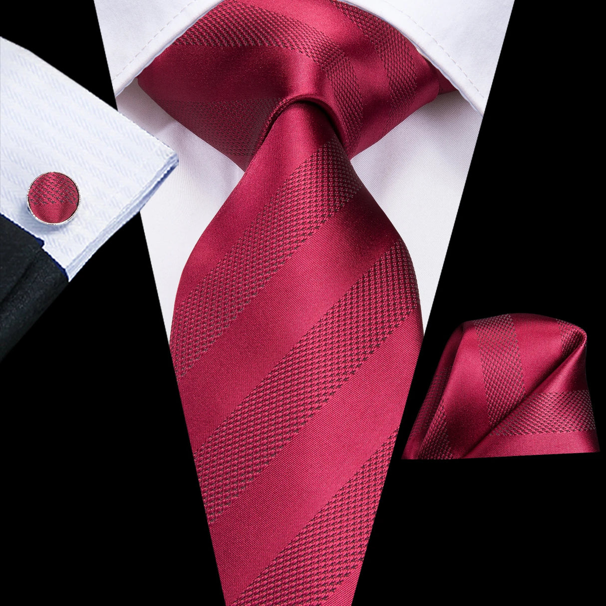red silk necktie set