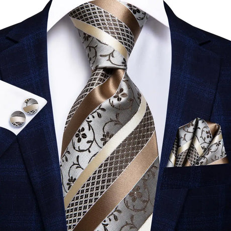grey gold silk necktie set