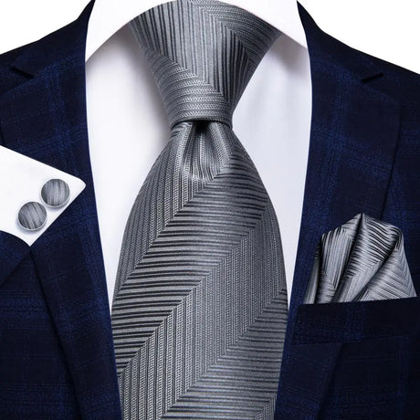 grey silk necktie set