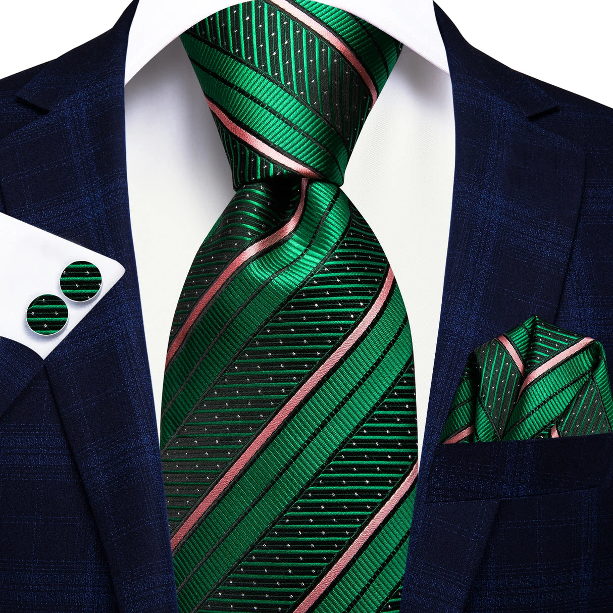 green dot lines design necktie set