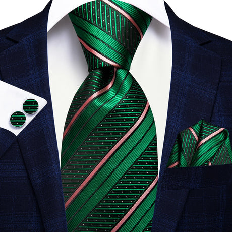 green dot lines design necktie set