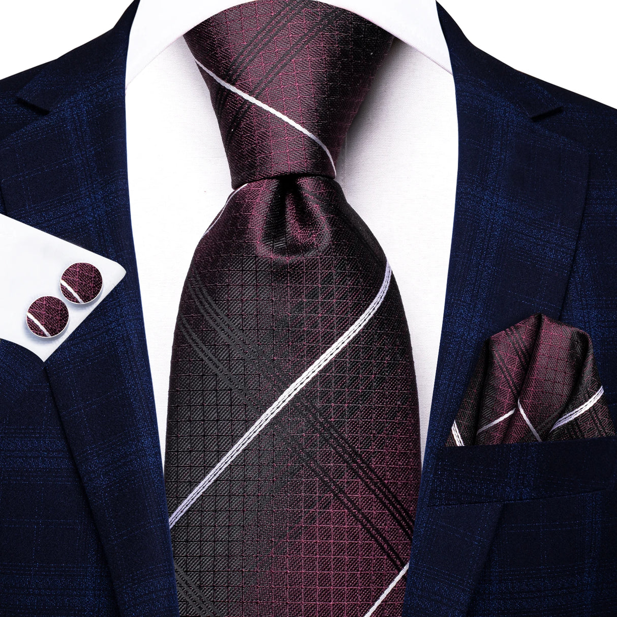 white purple necktie set
