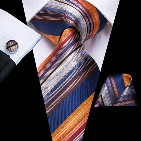 multi color silk design necktie set