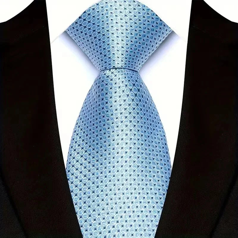 Stripes Floral Classic Green Blue Plaid Jacquard Woven Necktie