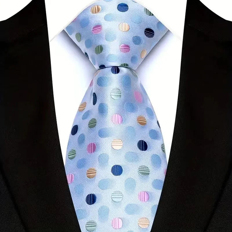 Stripes Floral Classic Green Blue Plaid Jacquard Woven Necktie