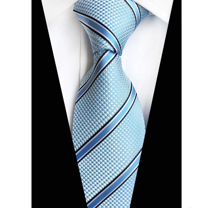 Stripes Floral Classic Green Blue Plaid Jacquard Woven Necktie