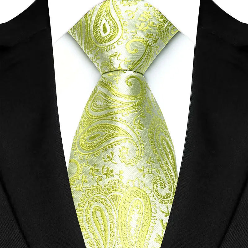 Stripes Floral Classic Green Blue Plaid Jacquard Woven Necktie