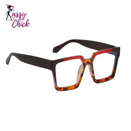 Stylish Blue Light Blocking Square Glasses Sassy Chick Logo