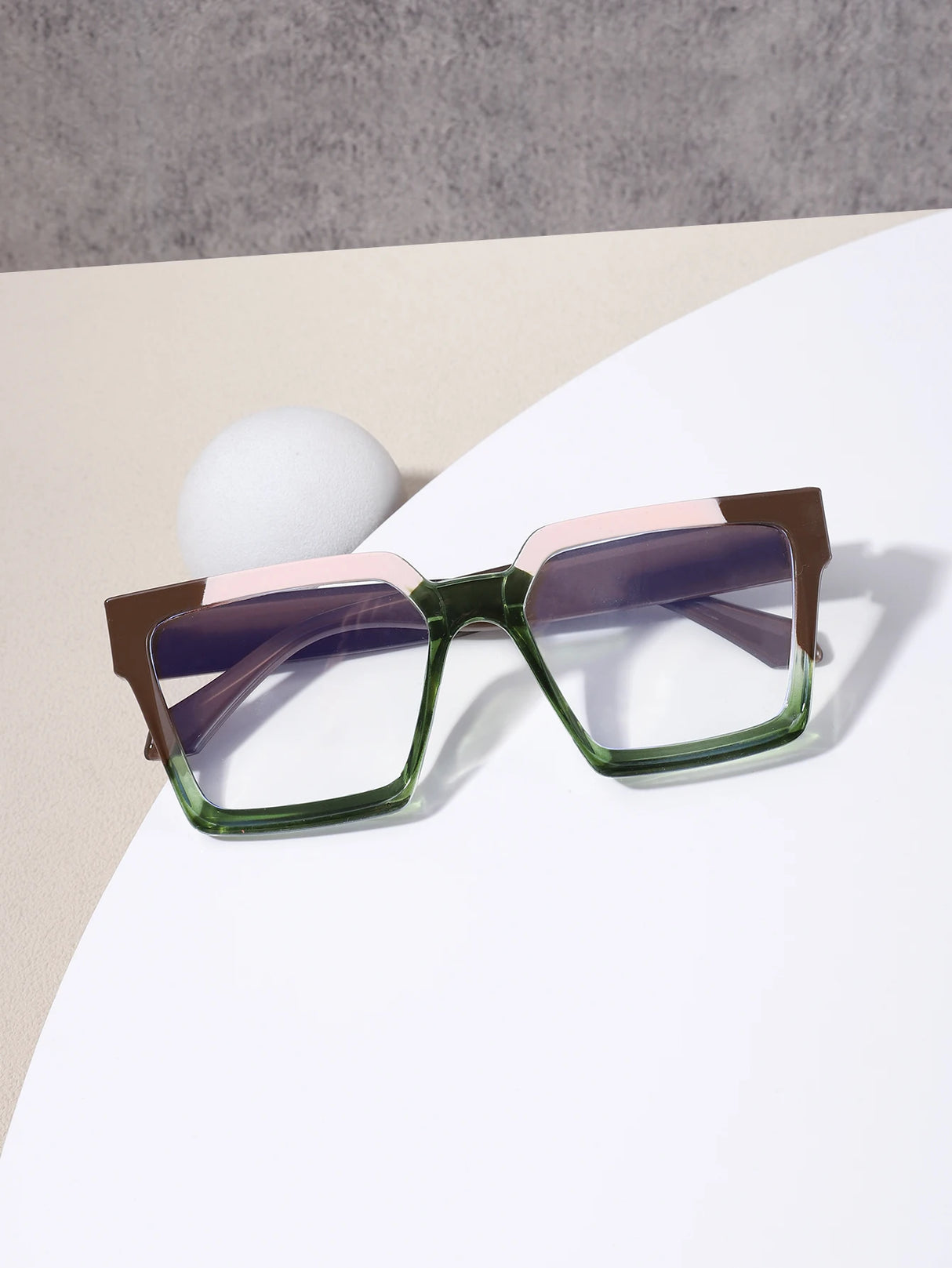 brown green Stylish Blue Light Blocking Square Glasses