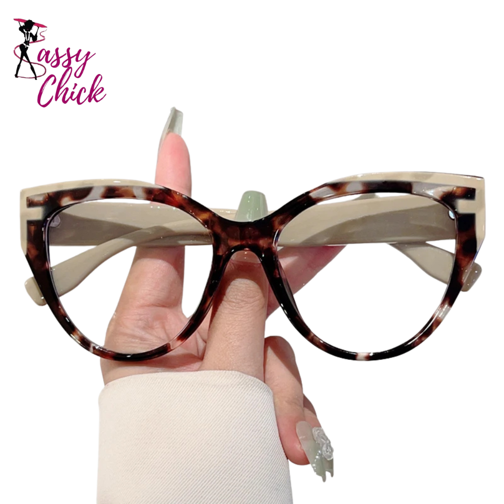 Stylish Cat Eye on-prescription Eyeglasses Sassy Chick Logo