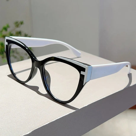 Black White Stylish Cat Eye on-prescription Eyeglasses