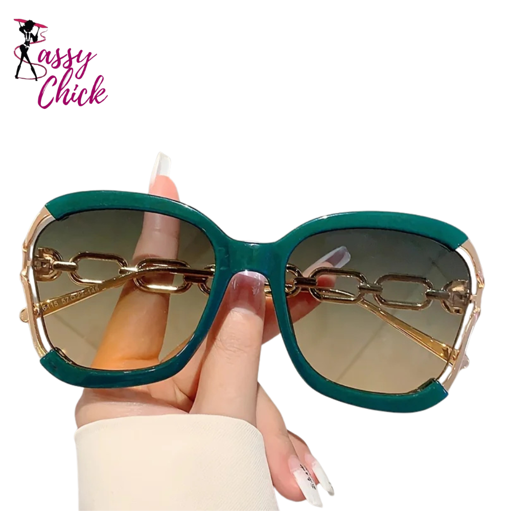 Stylish Chic Square Gradient Lens Eyewear Sassy Chick Logo