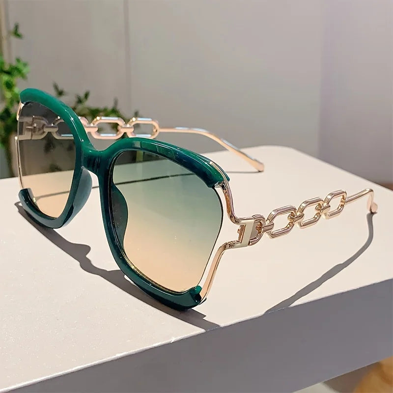 Green Stylish Chic Square Gradient Lens Eyewear