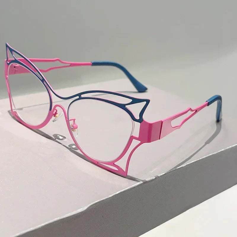 blue pink rim glasses